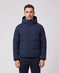 Men's Sandbanks Aspen Raglan Sleeve Puffer in Navy — on model