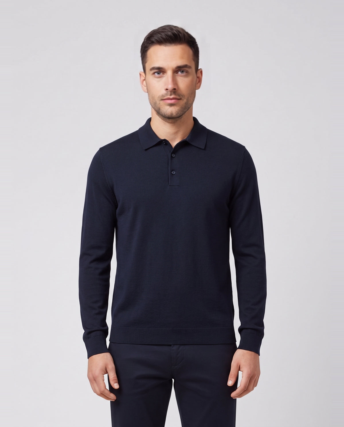 BOSS Black H-Pado 66 Dark Blue Polo Shirt — on model