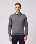 Men's Gran Sasso Grey Long Sleeve Knitted Zip Polo — on model