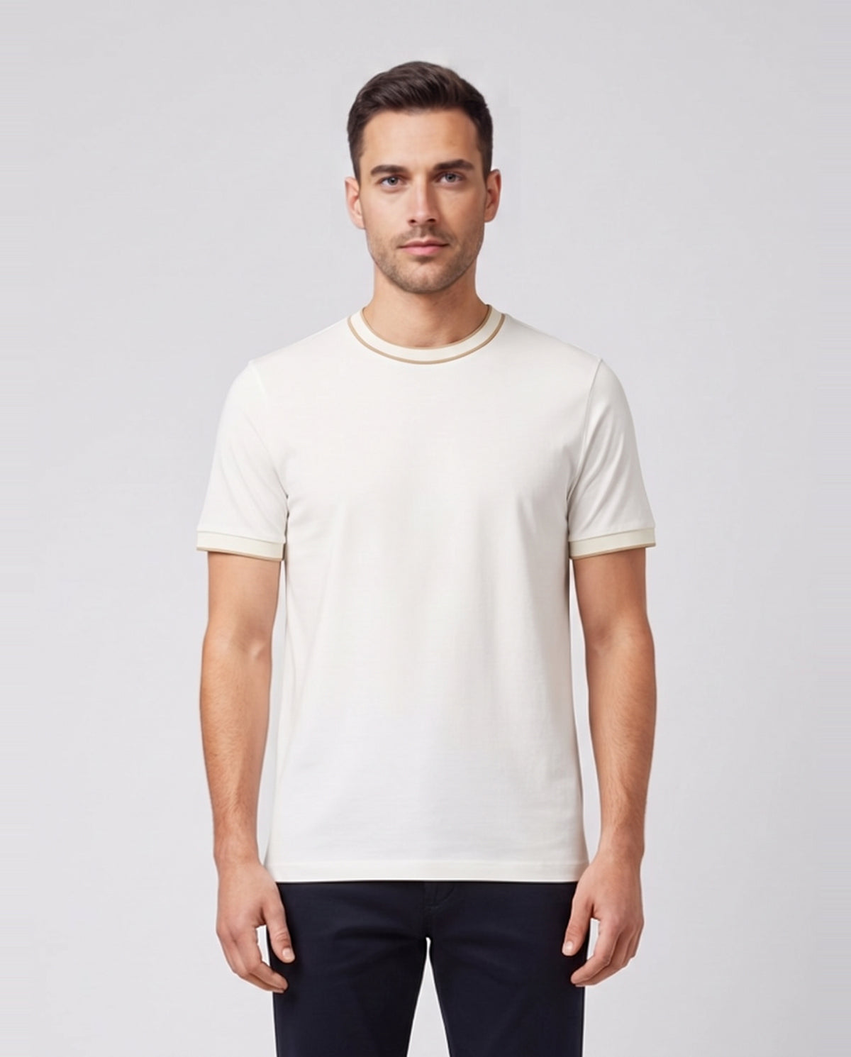 BOSS Black H-Thompson 81 Open White T Shirt — on model