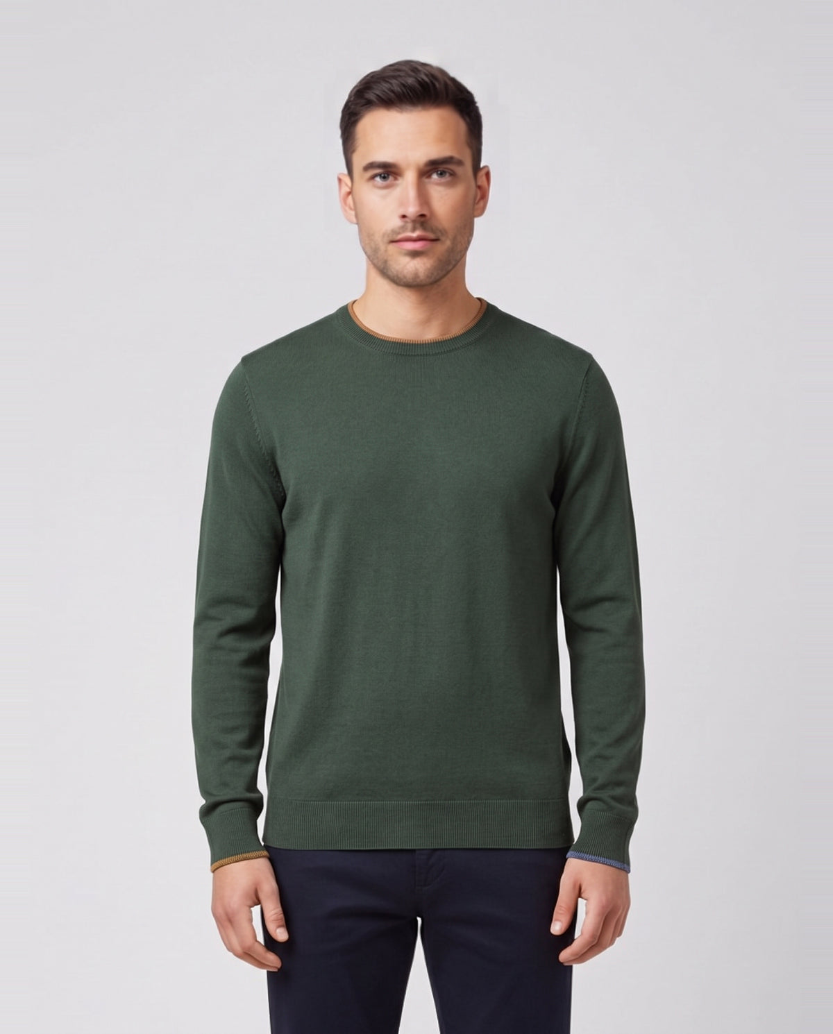 Mens Paul Smith Green Sweater Crew Neck — on model