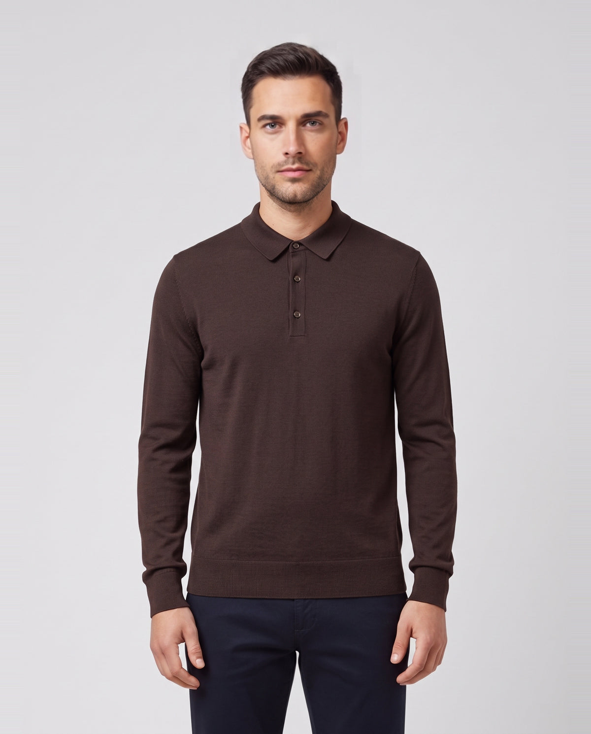 BOSS Black H-Lancione Dark Brown Knitwear — on model
