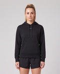 Women's On Running Focus Tech Hoodie Black — on model