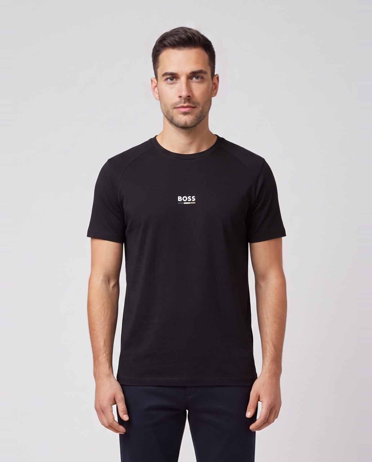 BOSS Bodywear & Swimwear T-Shirt RN Slim Fit Black T Shirt — on model