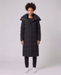 Women's Sandbanks Haven Black Long Puffer Jacket — on model