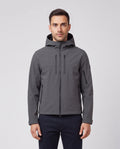 Men's Sandbanks Hooded Waterproof Shell Jacket in Charcoal — on model