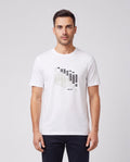 BOSS Green TS Network Flag White T Shirt — on model