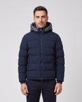 Men's Sandbanks Banks Short Puffer in Navy — on model