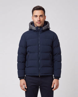 Men's Sandbanks Banks Short Puffer in Navy — on model