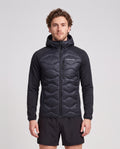 Men's Peak Performance Helium Down Hybrid Hood in Black — on model