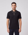 BOSS Green PL Cord Paddy Black Polo Shirt — on model