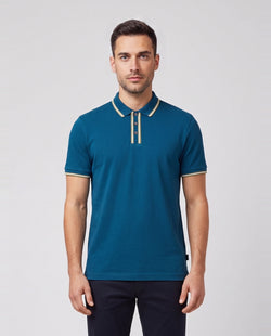 Mens Paul Smith Blue Regular Fit Polo Shirt — on model