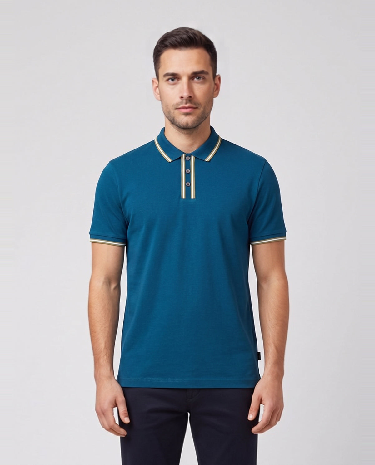 Mens Paul Smith Blue Regular Fit Polo Shirt — on model