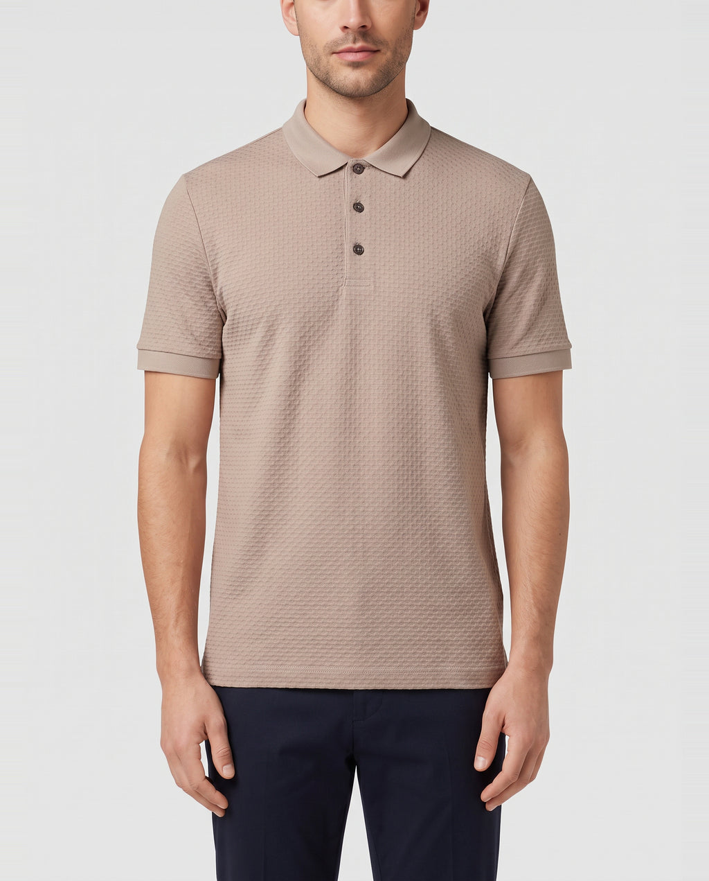 BOSS Black H-Parlay 82 Open Brown Polo Shirt — on model