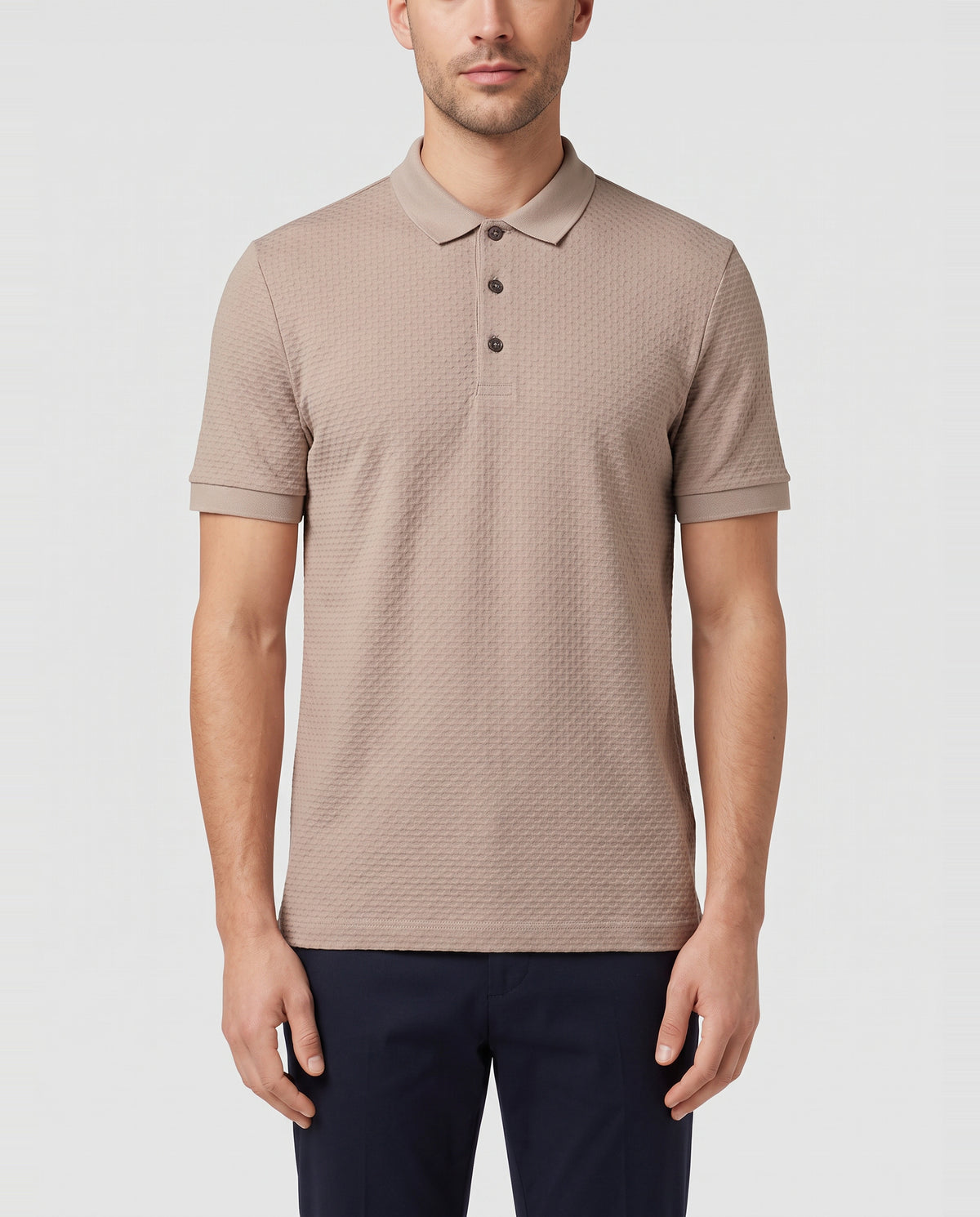 BOSS Black H-Parlay 82 Open Brown Polo Shirt — on model