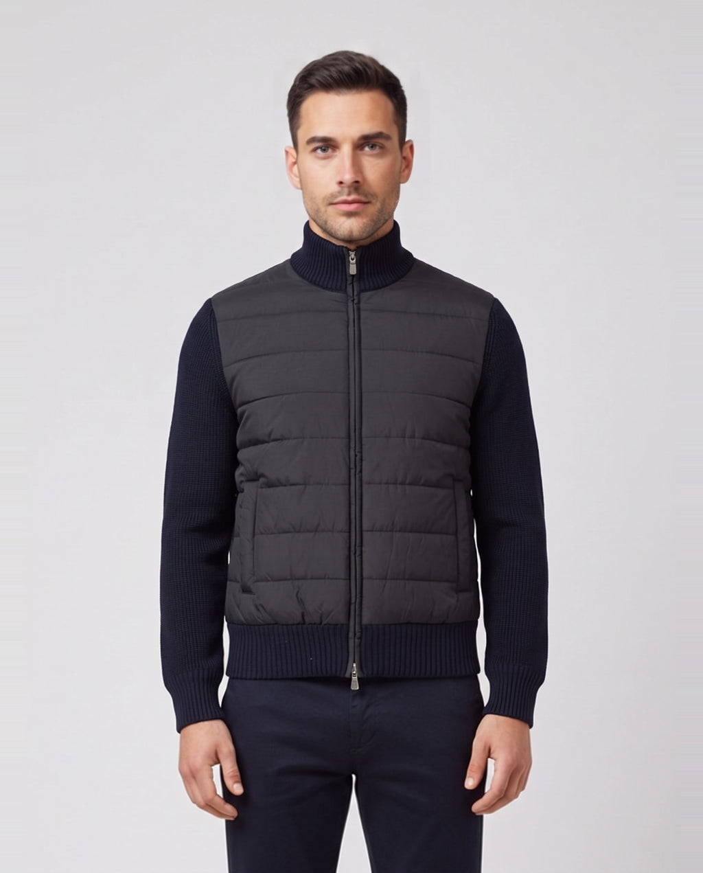 Men's Gran Sasso Navy Jacket Zip — on model