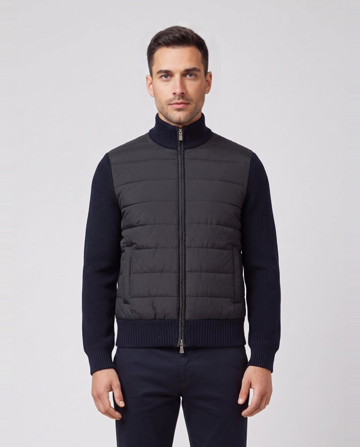 Men's Gran Sasso Navy Jacket Zip — on model