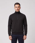 BOSS Green Sweat Black 1/4 Zip Sweatshirt — on model