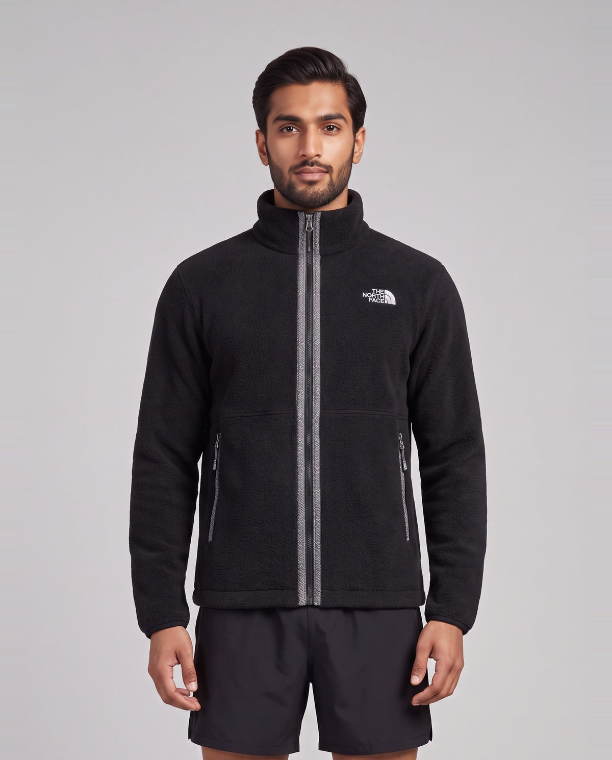 Men's The North Face Fleeski Full Zip Fleece Jacket TNF Black — on model