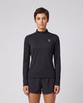 Women's On Running Core 1/4 Zip 1 Black — on model