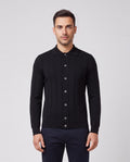 Men's Gran Sasso Black Long Sleeve Shirt — on model