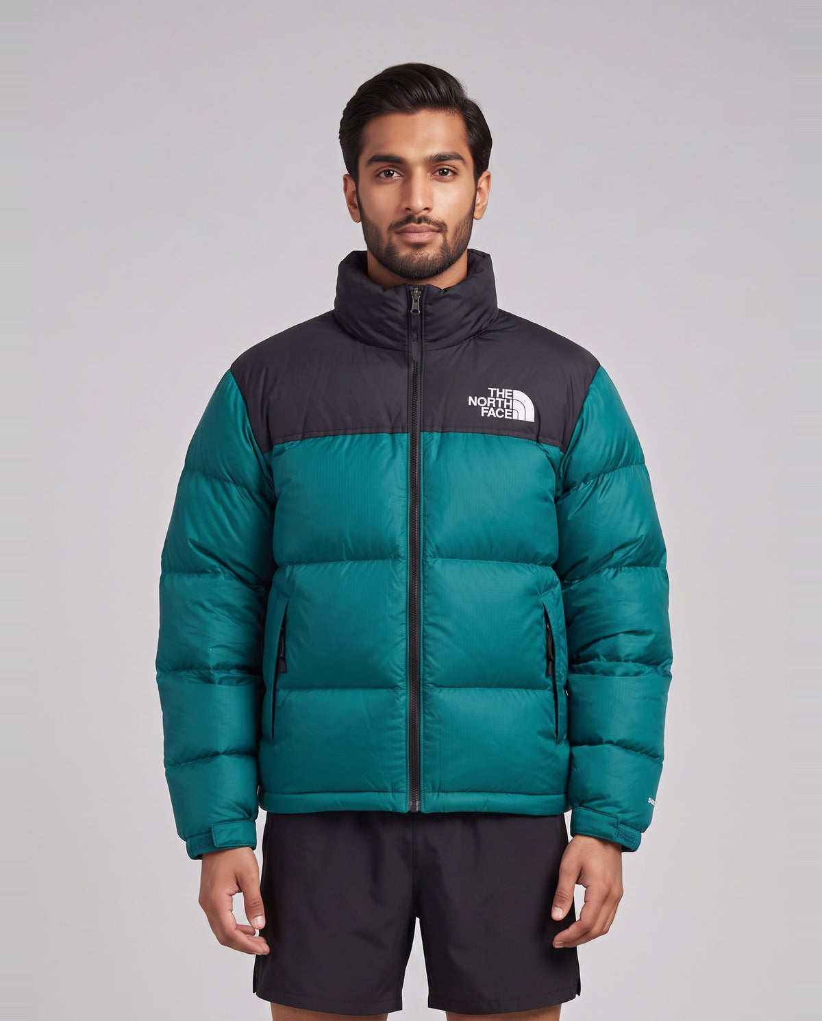 Men's The North Face 96 Retro Nuptse Jacket Pacific Teal — on model
