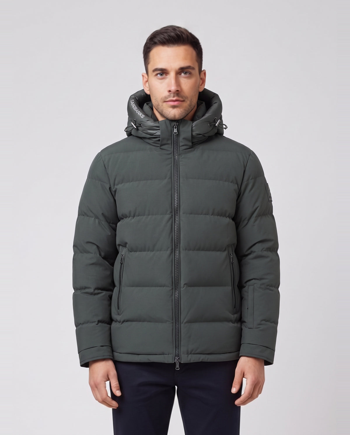 Men's Sandbanks Charcoal Core Puffer Jacket — on model