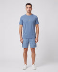 BOSS Black T-Shirt RN Slim Fit Light/Pastel Blue & Starfish Swimwear Set — on model