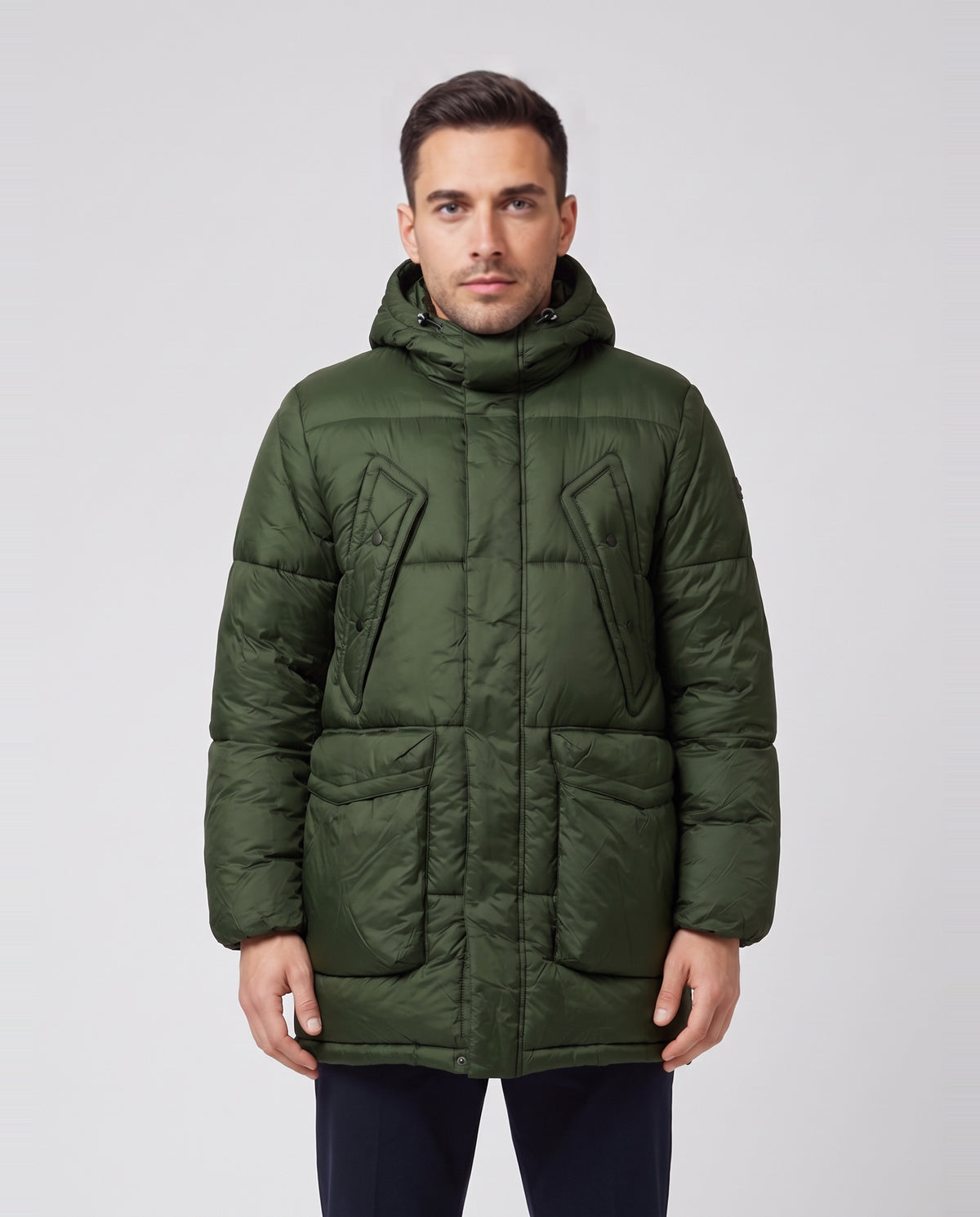 Mens Paul Smith Green Padded Parka — on model