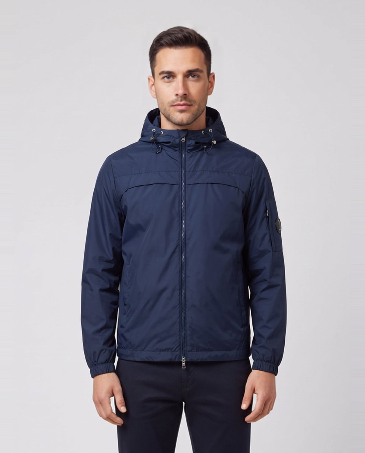 Men's Sandbanks Meridian Nylon Navy Windbreaker — on model