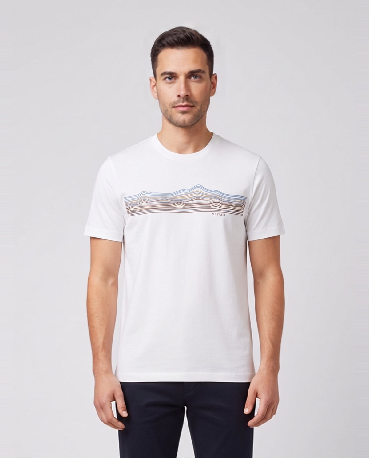 Men's Pal Zileri T-Shirt Logo Print White — on model