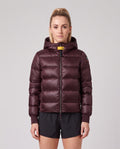 Women's Parajumpers Mariah Hooded Down Bomber In Bordeaux — on model