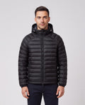 Men's Sandbanks Black Ragland Hooded Ripstop Micro Puffer Jacket — on model