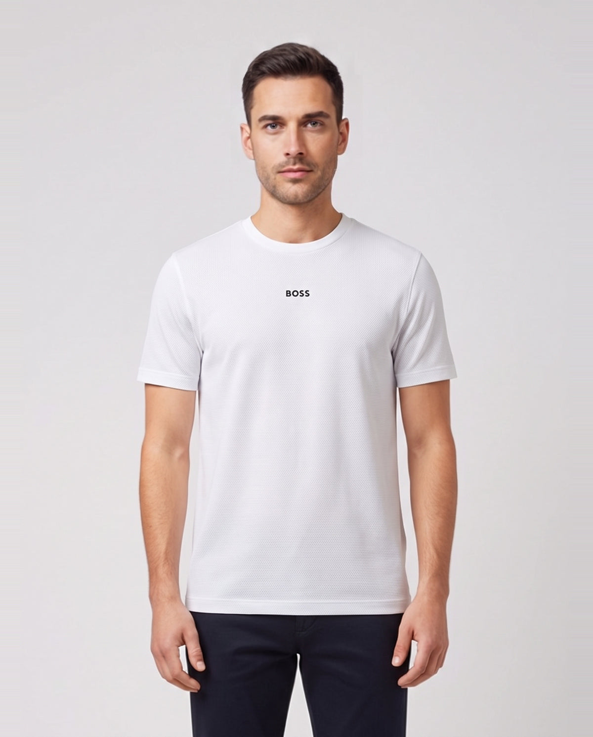 BOSS Green TS Active White T-Shirt — on model