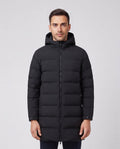 Men's Sandbanks Long Waterproof Puffer in Black — on model