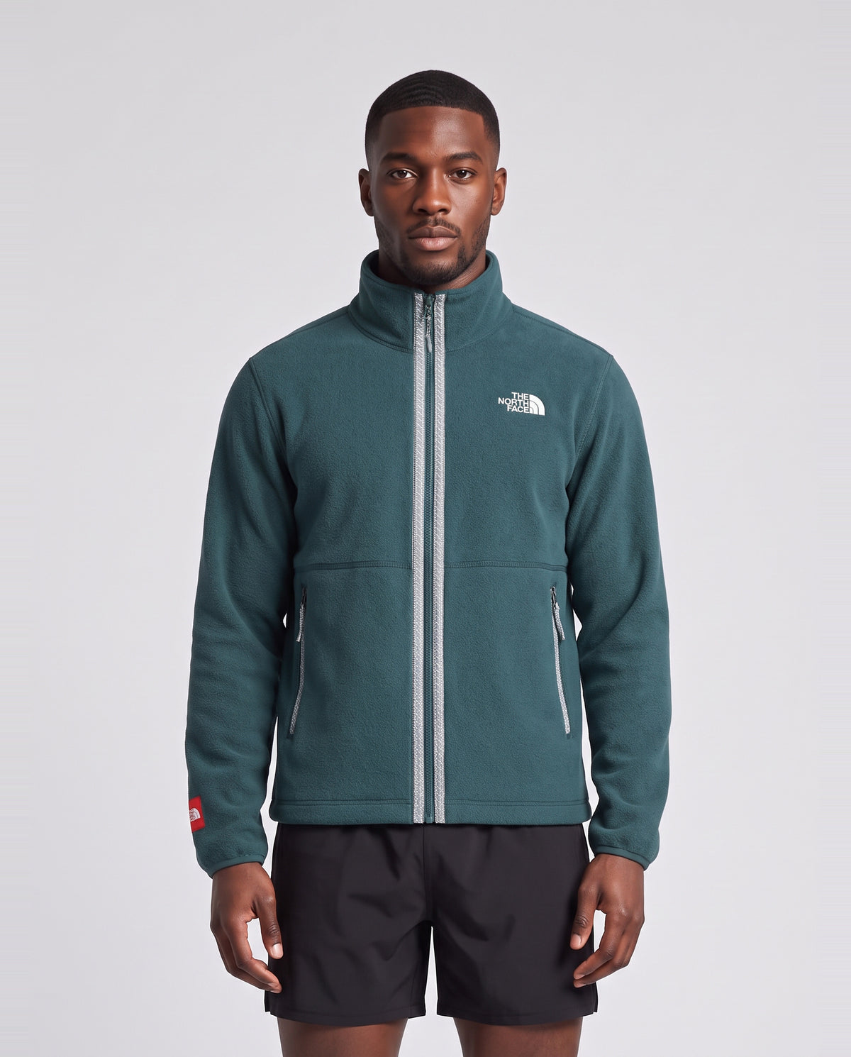 Men's The North Face Fleeski Full Zip Fleece Jacket Pacific Teal — on model