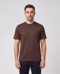 BOSS Black C-Taut 01 Dark Brown T Shirt — on model