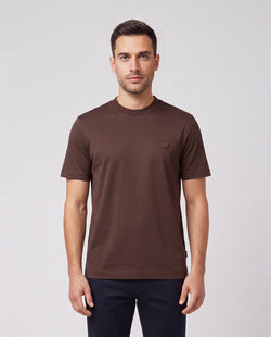 BOSS Black C-Taut 01 Dark Brown T Shirt — on model