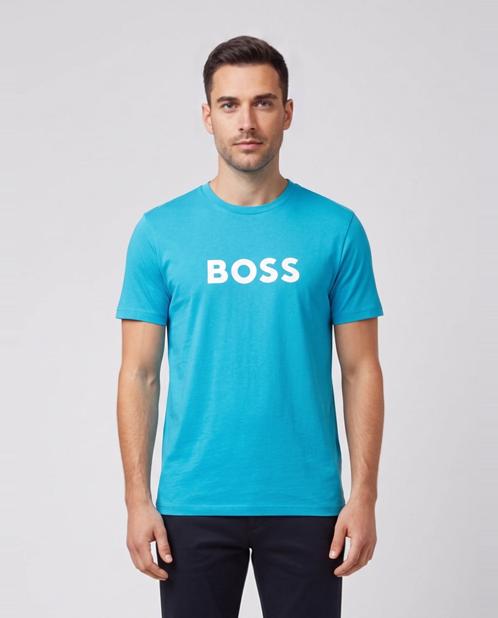 BOSS Bodywear & Swimwear T-Shirt RN Turquoise T Shirt — on model