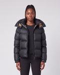 Women's Sandbanks Black Aurora Puffer Coat — on model