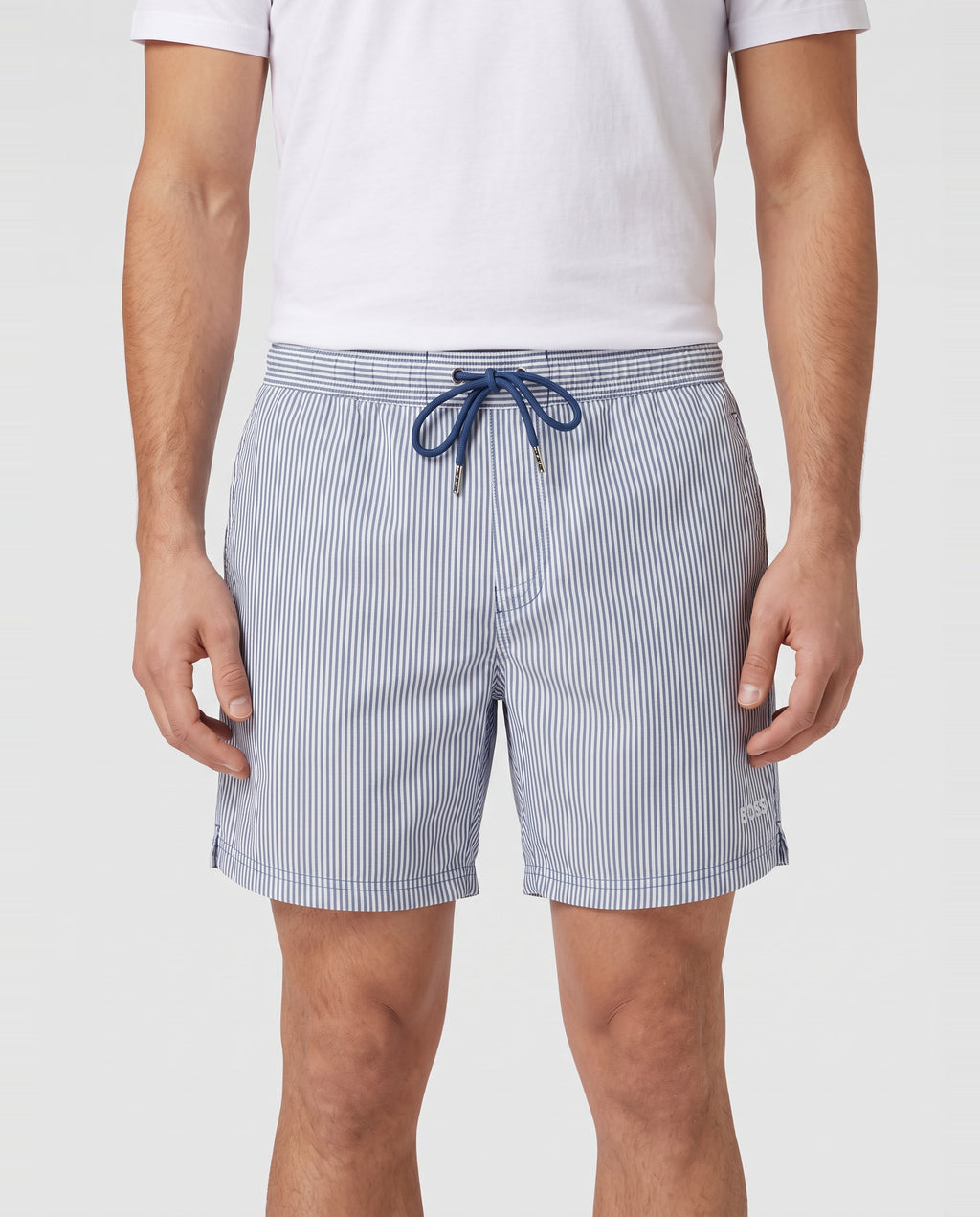 BOSS Bodywear & Swimwear Velvetfish Open Blue Swimwear Shorts — on model