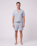 BOSS Bodywear & Swimwear Velvetfish_Shirt Open Blue Shirt & Velvetfish Open Blue Swimwear Shorts Set — on model