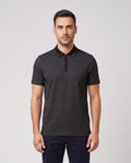 Mens Paul Smith Black Regular Fit Zip Polo Shirt — on model