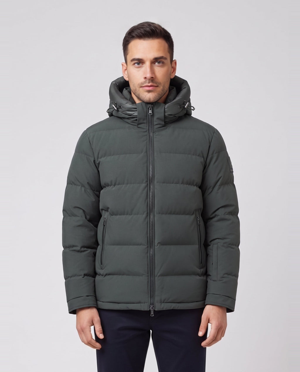 Men's Sandbanks Charcoal Core Puffer Jacket — on model