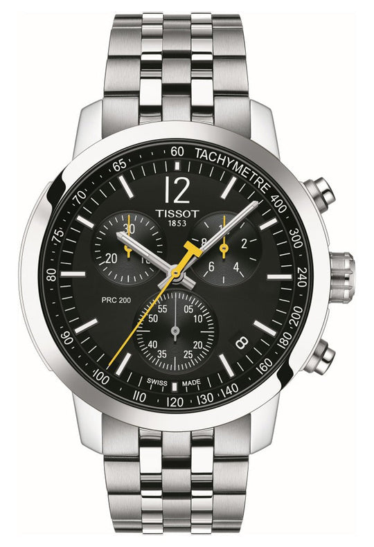 Tissot Mens PRC200 Black Chronograph Dial Bracelet Watch T1144171105700