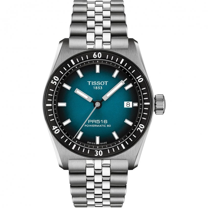 Tissot Mens PR516 Powermatic80 Blue/Black Graded Dial Bracelet Watch T1494071104100