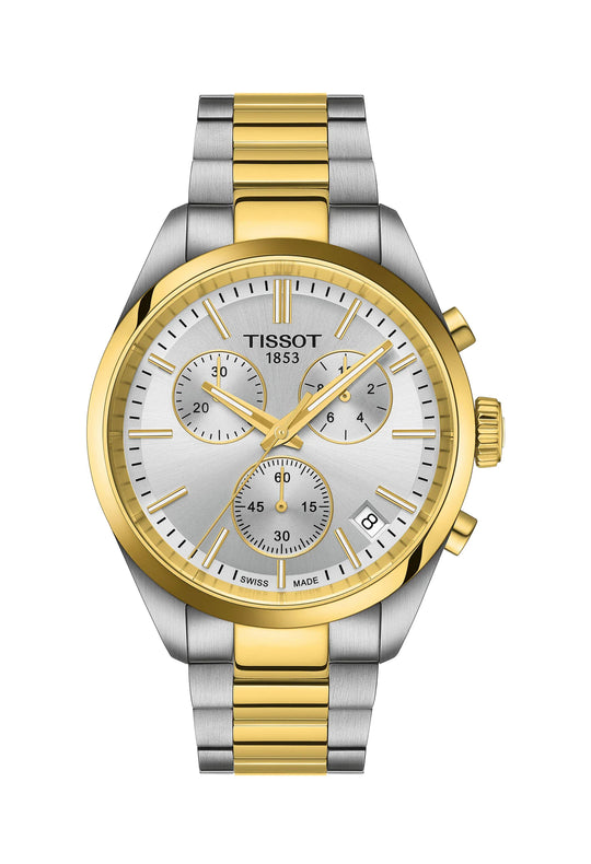 Tissot Mens PR100 Silver Chronograph Dial Bracelet Watch T1504172203100