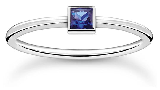 Thomas Sabo Single Blue Cubic Zirconia Ring In Silver *