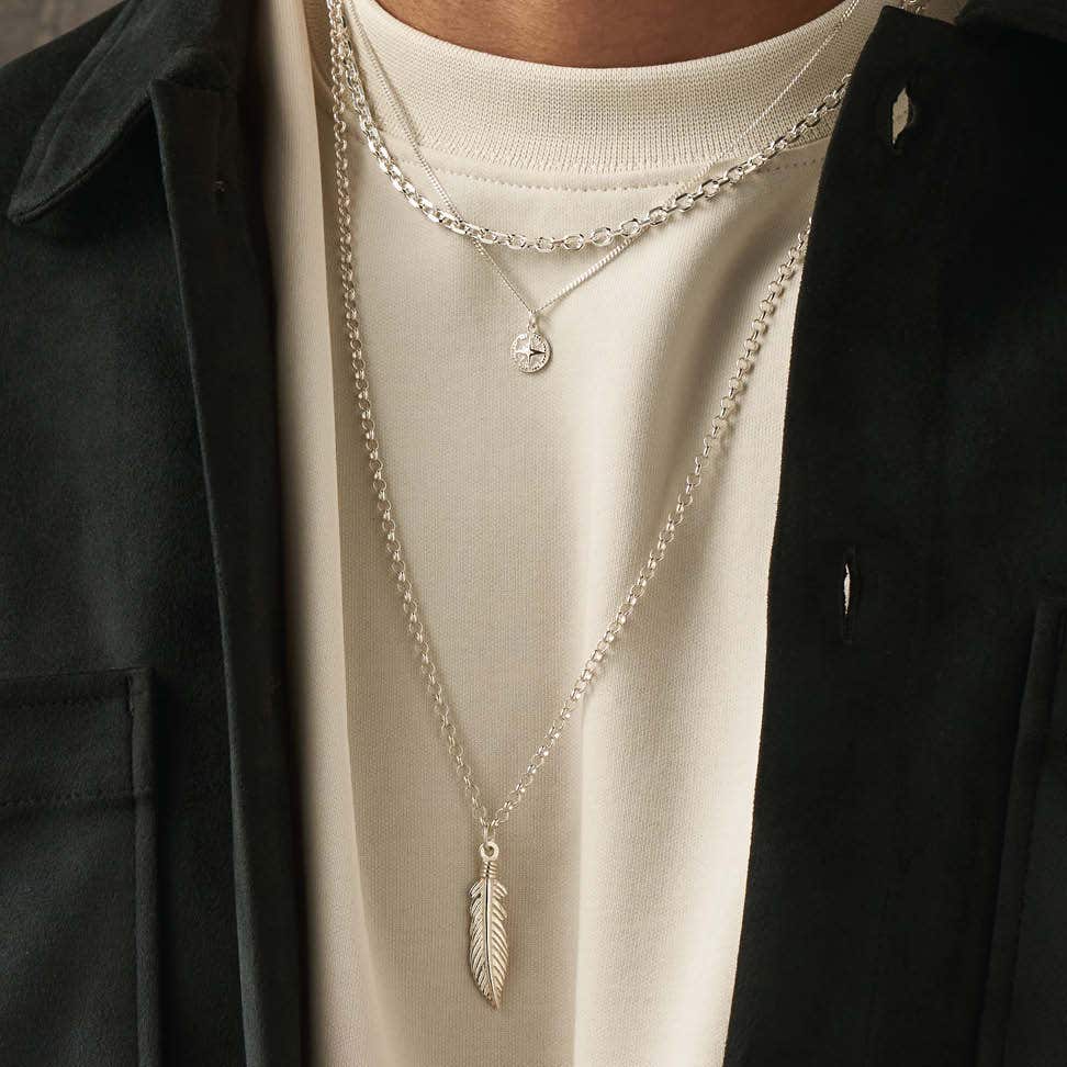 ChloBo Men's Anchor Chain Silver Gold Plated