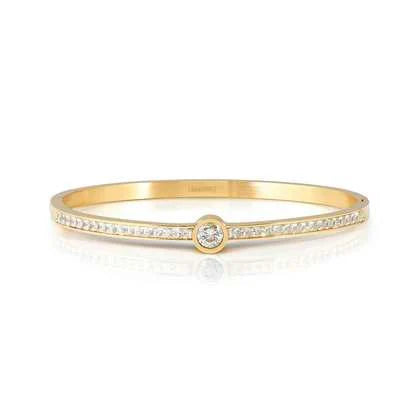 Nomination Pretty Bangles Central CZ With Pave` CZ Stainless Steel Gold Plated